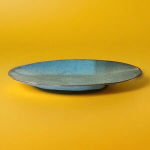 VTG USA Pottery Console Dish-Turquoise W/Gold Accent- 19"x 6"
